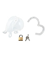 Full Restraint Silicone Cock & Balls Chastity Device - 100% Coverage White by Blue Line