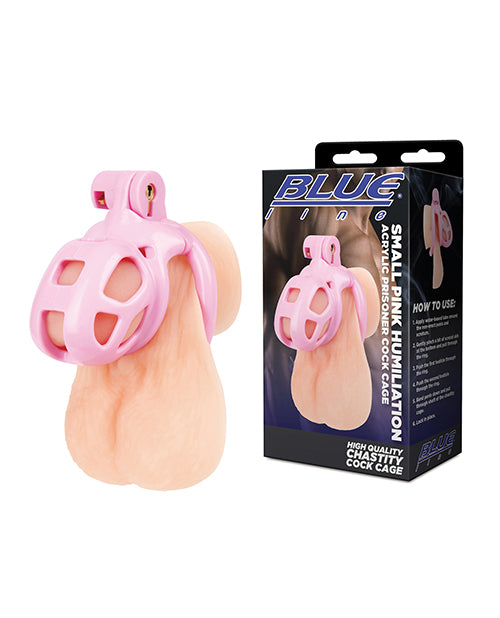 Small Pink Humiliation Acrylic Prisoner Cock Cage by Blue Line