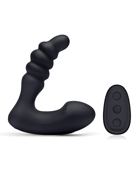 Blue Line Vibrating Prostate Massager with Remote - Black