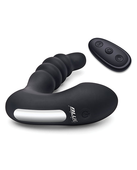 Blue Line Vibrating Prostate Massager with Remote - Black
