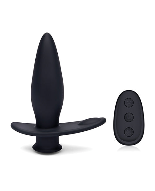 Blue Line Pointer Vibrating Anal Plug with Remote — Black
