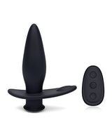 Blue Line Pointer Vibrating Anal Plug with Remote — Black