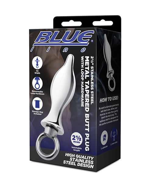 Blue Line 2.5" Stainless Steel Metal Tapered Butt Plug With Loop Hardware by Blue Line