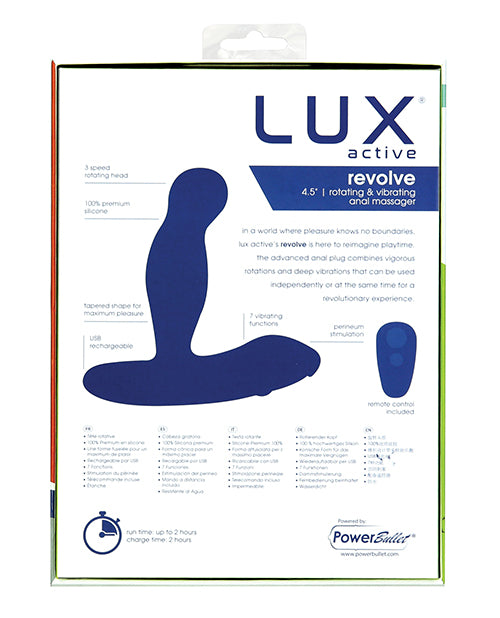 Lux Active Revolve 4.5" Rotating & Vibrating Anal Massager - Dark Blue by Lux Active