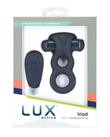 Lux Active Triad 4.5" Vibrating Dual Ring w/Remote - Dark Blue by Lux Active