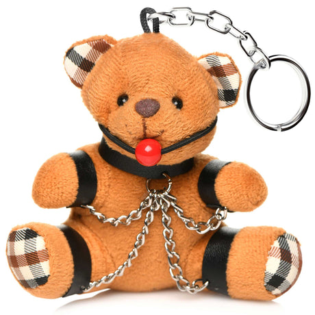 XR Brands Gagged Teddy Bear Keychain, Burnt Orange, 4.2 in - MS-AH118