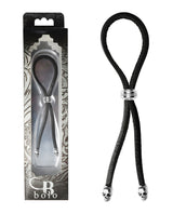 Bolo Cock Ring Leather Lasso Bead Slider w/Skull Tips - Black/Silver by Bolo