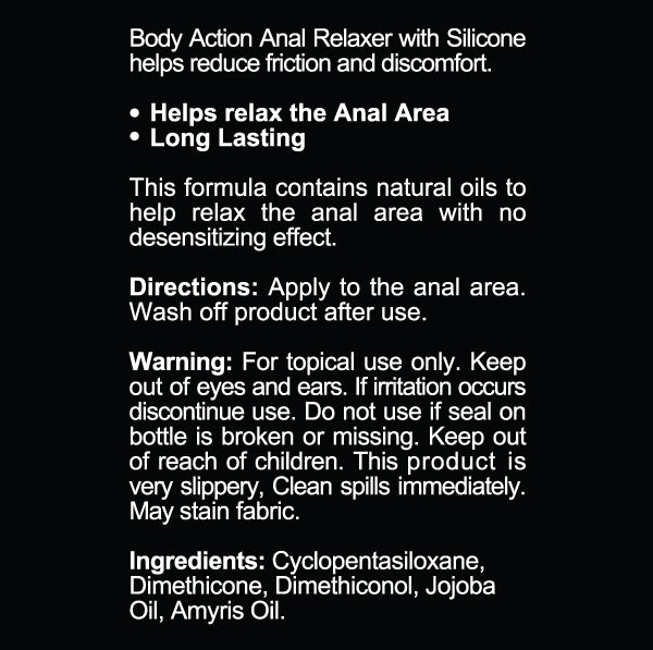 Body Action Anal Relaxer Silicone Lubricant 1.7 oz - BA-AR17