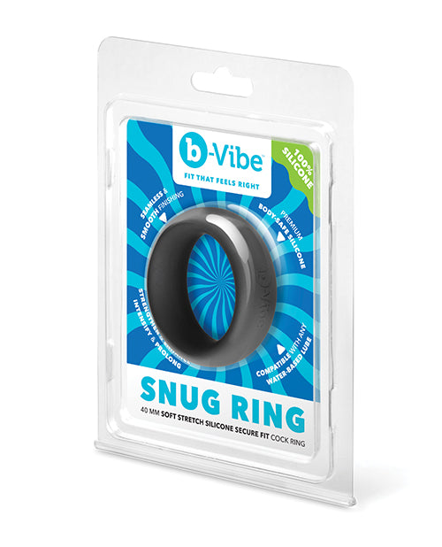 b-Vibe Snug Ring 40 mm Soft Stretch Silicone Secure Fit Cock Ring - Black by b-vibe