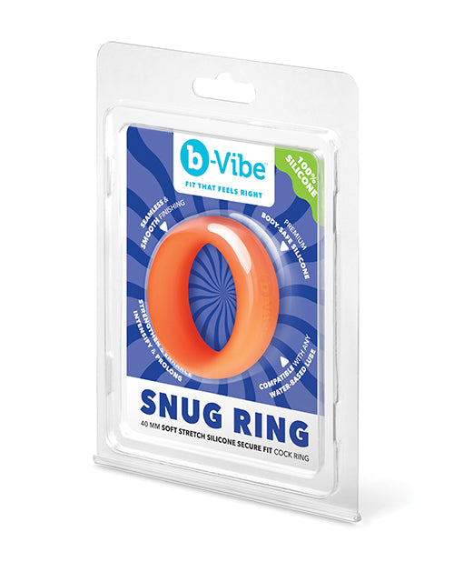 b-Vibe Snug Ring 40 mm Soft Stretch Silicone Secure Fit Cock Ring - Orange by b-vibe