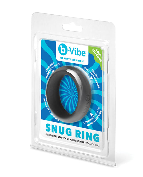 b-Vibe Snug Ring 45 mm Soft Stretch Silicone Secure Fit Cock Ring - Black by b-vibe