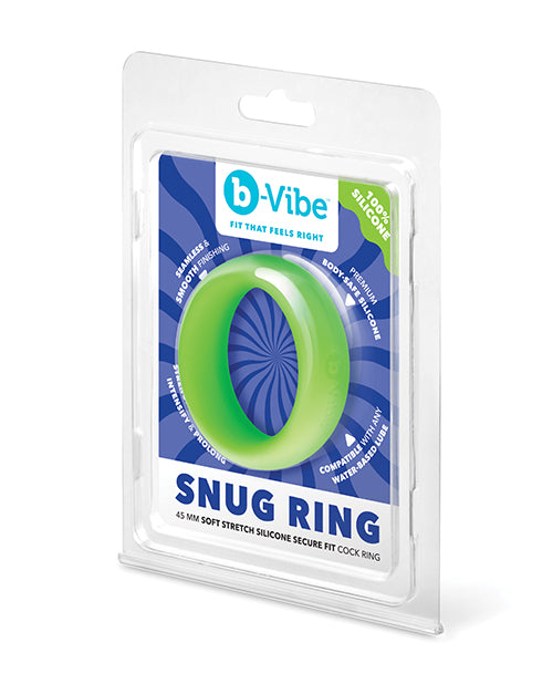 b-Vibe Snug Ring 45 mm Soft Stretch Silicone Secure Fit Cock Ring - Green by b-vibe