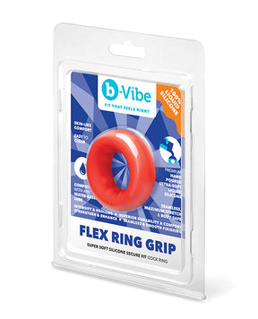 b-Vibe Flex Ring Grip Super Soft Silicone Secure Fit Cock Ring- Red by b-vibe