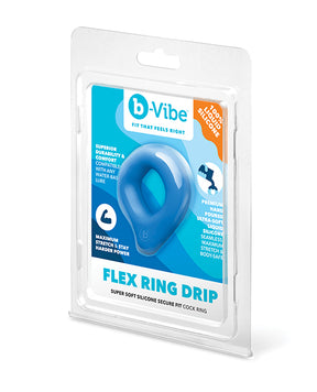 b-Vibe Flex Ring Drip Super Soft Silicone Secure Fit Cock Ring - Blue by b-vibe