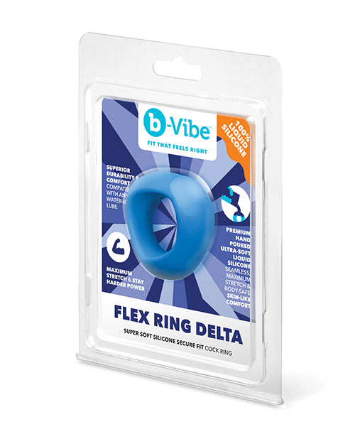 b-Vibe Flex Ring Delta Super Soft Silicone Secure Fit Cock Ring - Blue by b-vibe