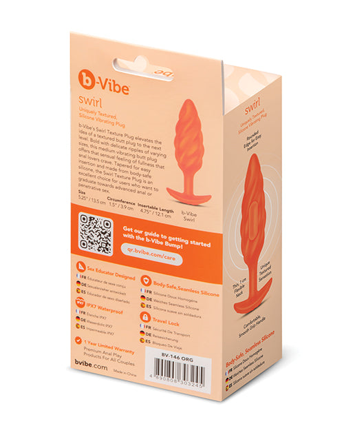 b-Vibe Swirl Texture Plug - Orange by b-vibe