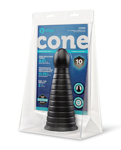 b-Vibe Cone 10 Inch Tapered & Ribbed XXL Dildo with Suction Cup by b-vibe