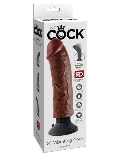 King Cock 8-Inch Vibrating Cock - Brown by Pipedream
