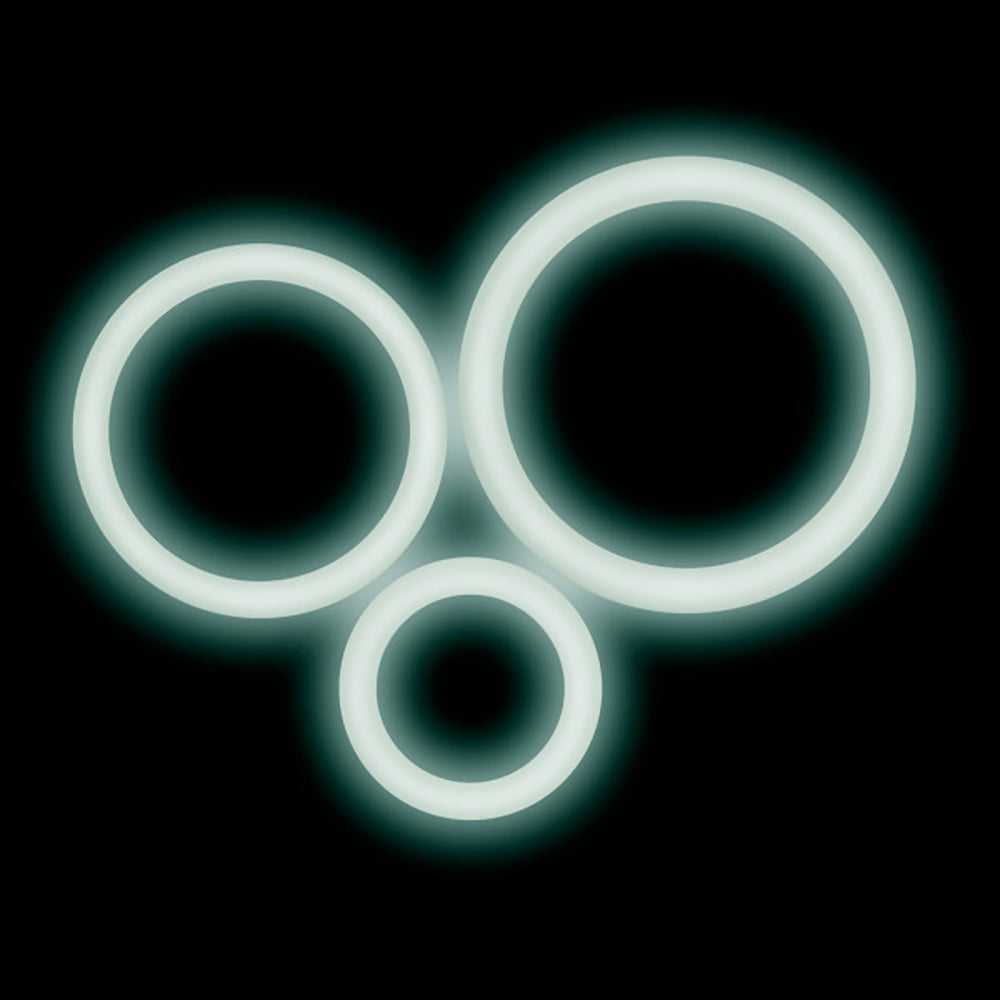 Blush Performance Pure Silicone Cock Ring Set, 3 Sizes, White Glow - BL-370819