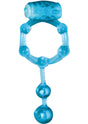 Nasstoys Macho Erection Keeper Blue Vibrating Cock Ring with Dangling Anal Beads - NW1915-1