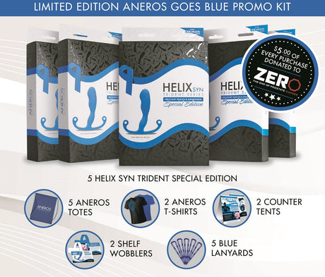 Aneros Blue Helix Syn Trident Kit — 5 Helix Syn with Accessories - AN3915