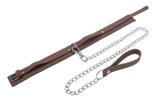 Sportsheets Signature Dawn Dream Collar & Leash — Brown - SS68122