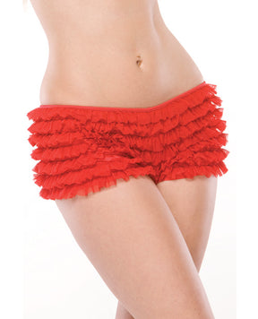 Ruffle Shorts w/Back Bow Detail Red OS/XL by Coquette