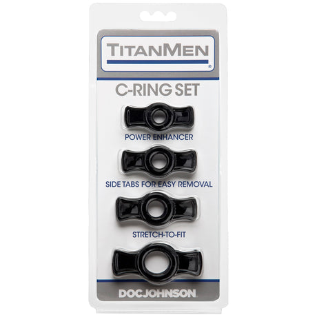 Titanmen Cock Ring Set - Black by Doc Johnson