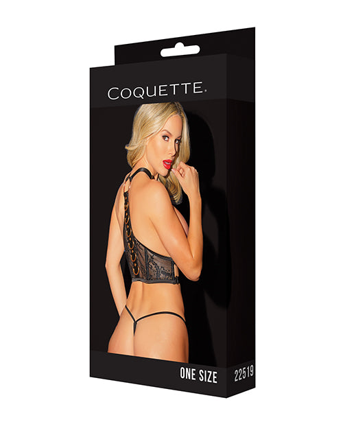 Black Label Harness w/Rose Gold Rings Black O/S by Coquette Black Label