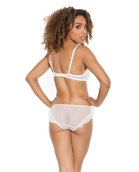 Coquette Ruffled Crotchless Teddy — White, Large