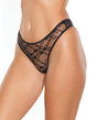 Stretch Lace High Leg Thong Black O/S by Coquette