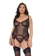 Mesh Underwire Garterbelt Bustier w/G-String Black 1X/2X by Coquette