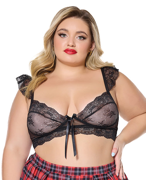 Scallop Stretch Lace Soft Cup Bralette - Black QN by Coquette