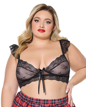 Scallop Stretch Lace Soft Cup Bralette - Black QN by Coquette