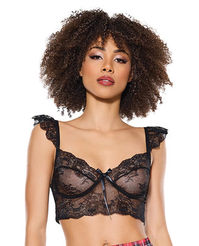 Scallop Stretch Lace Soft Cup Bralette - Black O/S by Coquette