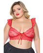 Scallop Stretch Lace Soft Cup Bralette - Red QN by Coquette