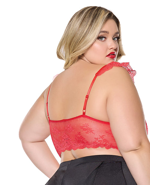 Coquette Scallop Stretch Lace Soft-Cup Bralette — Red OS/XL