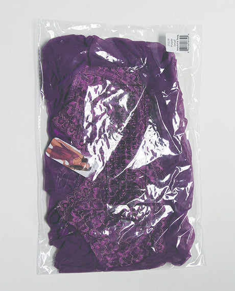 Metallic Stretch Lace & Mesh Babydoll w/Thong - Purple SM by Coquette