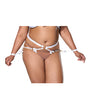 Satin Ribbon w/Elastic Harness & Cuffs Set - White/Gold QN by Coquette