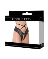 Coquette Lace Hipster Panty with Bow — Black, Large