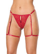Lace Thong w/Garters and Bow Detail - Red LG by Coquette
