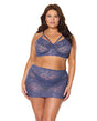 Twilight Fever Lace Bra & Skirt - Navy 1X/2X by Coquette