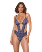 Twilight Fever Underwire Lace Teddy - Navy LG by Coquette