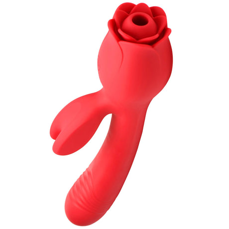 XR Brands Blooming Bunny Rabbit Vibrator — Sucking & Thrusting, Red - INM-AH311