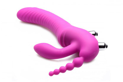 Regal Rider Vibrating Strapless Strap- on Triple G Dildo - Pink by XR Brands