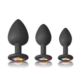 nsnovelties Glams Spades Trainer Kit — 3-Piece Black Silicone Plugs - NSN0509-03