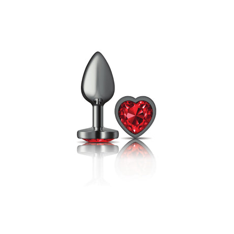 Viben Cheeky Charms Small Gunmetal Anal Plug with Deep Red Heart Gem - VB-CC9135