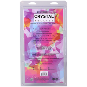 Doc Johnson Crystal Jellies Curved Realistic Dildo with Balls, 8 in Clear - DJ0288-38-CD