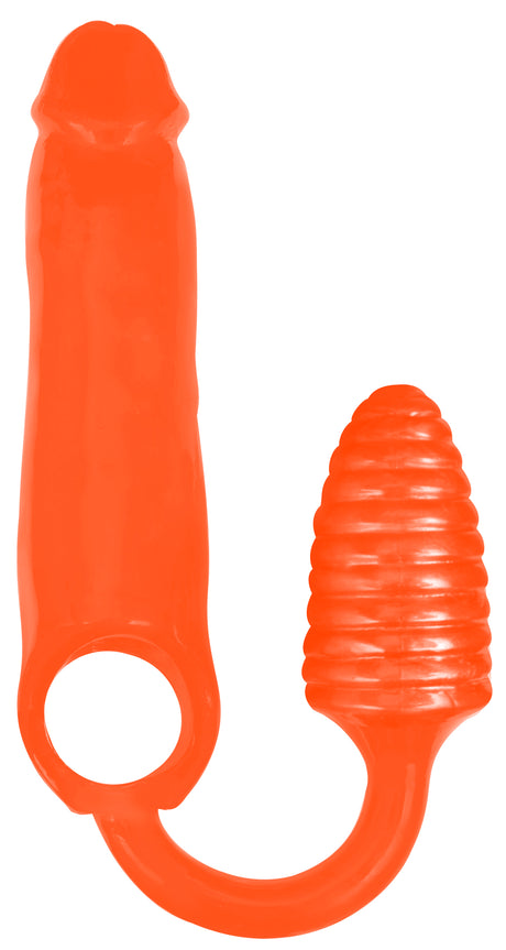 Rooster XXXPander Sheath with Ribbed Plug — Orange - 643380986276