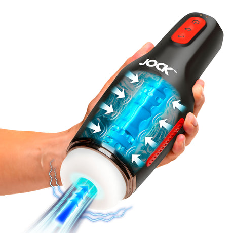 Jock 15X Sucking & Vibrating Masturbator, Rechargeable, 5.5 in Insertion - 653078944181